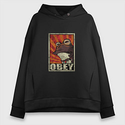 Толстовка оверсайз женская Obey frog, цвет: черный