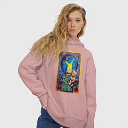 Толстовка оверсайз женская Bart Simpson and cats - нейросеть - плакат, цвет: пыльно-розовый — фото 2