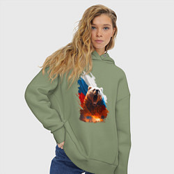 Толстовка оверсайз женская Злой русский медведь, цвет: авокадо — фото 2