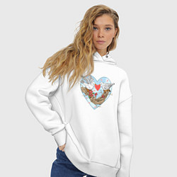 Толстовка оверсайз женская Голуби в сердце, цвет: белый — фото 2