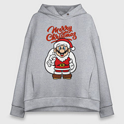 Толстовка оверсайз женская Christmas Mario, цвет: меланж