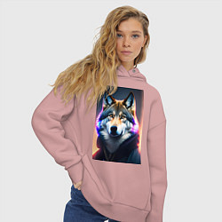 Толстовка оверсайз женская Свободный Волк, цвет: пыльно-розовый — фото 2