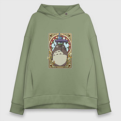 Толстовка оверсайз женская Totoro card, цвет: авокадо