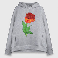 Толстовка оверсайз женская Весенний тюльпан, цвет: меланж