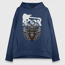 Толстовка оверсайз женская Rocknroll жив, цвет: тёмно-синий