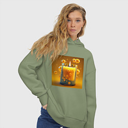 Толстовка оверсайз женская Оранжевый свет свечи, цвет: авокадо — фото 2