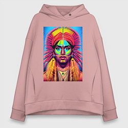 Толстовка оверсайз женская Индеец в стиле поп-арт, цвет: пыльно-розовый