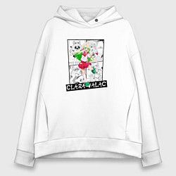 Толстовка оверсайз женская Клара Валак на фоне манги, цвет: белый