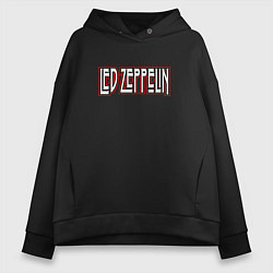 Толстовка оверсайз женская Led Zeppelin логотип, цвет: черный