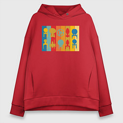 Толстовка оверсайз женская Звездный путь корабли, цвет: красный