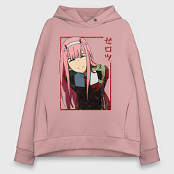 Толстовка оверсайз женская Zero Two anime girl, цвет: пыльно-розовый