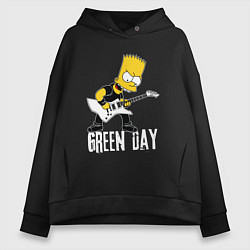 Толстовка оверсайз женская Green Day Барт Симпсон рокер, цвет: черный