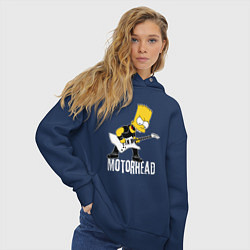 Толстовка оверсайз женская Motorhead Барт Симпсон рокер, цвет: тёмно-синий — фото 2