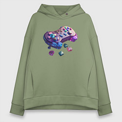Толстовка оверсайз женская Геймпад с кристалами, цвет: авокадо