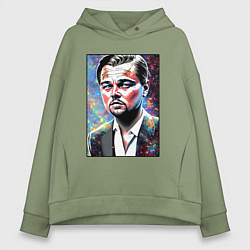 Толстовка оверсайз женская Леонардо Ди Каприо поп-арт, цвет: авокадо