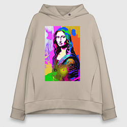 Толстовка оверсайз женская Mona Lisa - Gioconda - pop art, цвет: миндальный