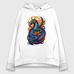 Толстовка оверсайз женская Japanese dragon - irezumi, цвет: белый
