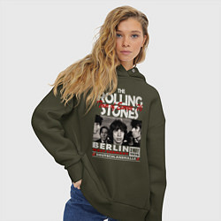 Толстовка оверсайз женская The Rolling Stones rock, цвет: хаки — фото 2