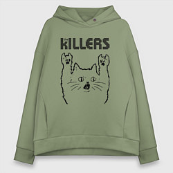 Толстовка оверсайз женская The Killers - rock cat, цвет: авокадо
