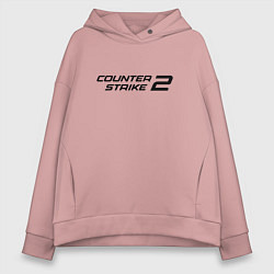 Толстовка оверсайз женская Counter strike 2 лого черный, цвет: пыльно-розовый