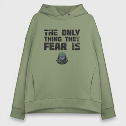Толстовка оверсайз женская The only thing they fear is you doom slayer, цвет: авокадо