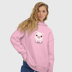Толстовка оверсайз женская Пухляш, цвет: светло-розовый — фото 2