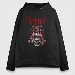 Толстовка оверсайз женская Slipknot рогатый череп, цвет: черный