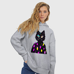 Толстовка оверсайз женская Котяра в модном свитере - неон, цвет: меланж — фото 2