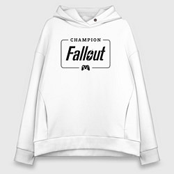 Толстовка оверсайз женская Fallout gaming champion: рамка с лого и джойстиком, цвет: белый