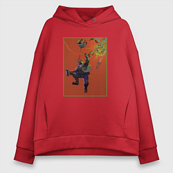 Толстовка оверсайз женская Deep Rock Galactic - Drone Operator, цвет: красный