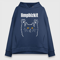 Толстовка оверсайз женская Limp Bizkit rock cat, цвет: тёмно-синий