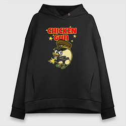 Толстовка оверсайз женская Chicken Gun - игра, цвет: черный