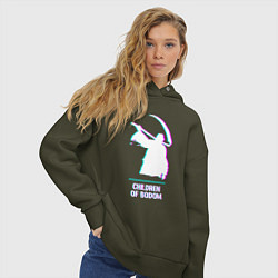 Толстовка оверсайз женская Children of Bodom glitch rock, цвет: хаки — фото 2