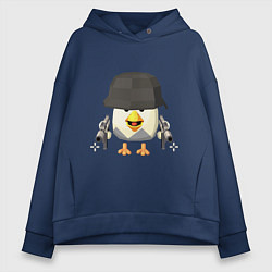 Толстовка оверсайз женская Chicken Gun в каске, цвет: тёмно-синий