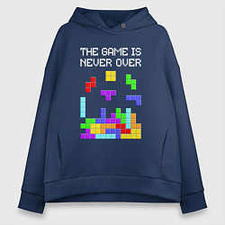 Толстовка оверсайз женская Tetris - the game is never over, цвет: тёмно-синий