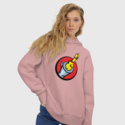 Толстовка оверсайз женская Chicken gun логотип, цвет: пыльно-розовый — фото 2