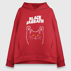 Толстовка оверсайз женская Black Sabbath rock cat, цвет: красный