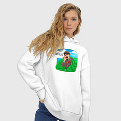 Толстовка оверсайз женская Ленин - капиталист, цвет: белый — фото 2