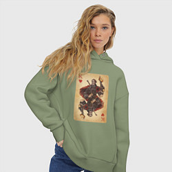 Толстовка оверсайз женская Fable III Герой Яснодола, король черви, цвет: авокадо — фото 2