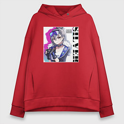 Толстовка оверсайз женская Sweet Silver Wolf, цвет: красный