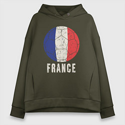 Толстовка оверсайз женская Футбол Франции, цвет: хаки
