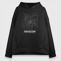 Толстовка оверсайз женская Moscow map, цвет: черный