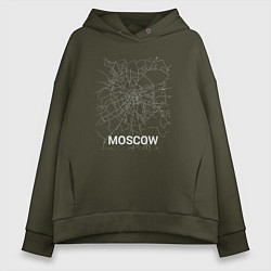 Толстовка оверсайз женская Moscow map, цвет: хаки