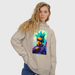 Толстовка оверсайз женская Bart Simpson - cyberpunk - neural network, цвет: миндальный — фото 2