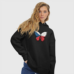 Толстовка оверсайз женская Чехия бабочка, цвет: черный — фото 2