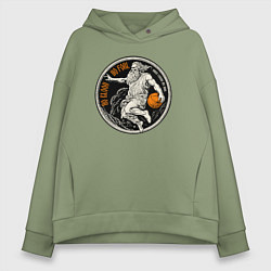 Толстовка оверсайз женская Нет крови нет фола, цвет: авокадо