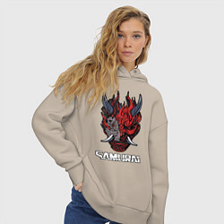 Толстовка оверсайз женская Samurai logo, цвет: миндальный — фото 2