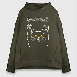 Толстовка оверсайз женская Evanescence rock cat, цвет: хаки