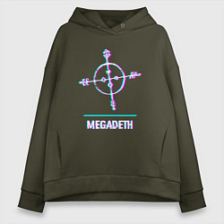Толстовка оверсайз женская Megadeth glitch rock, цвет: хаки