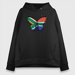 Толстовка оверсайз женская ЮАР бабочка, цвет: черный